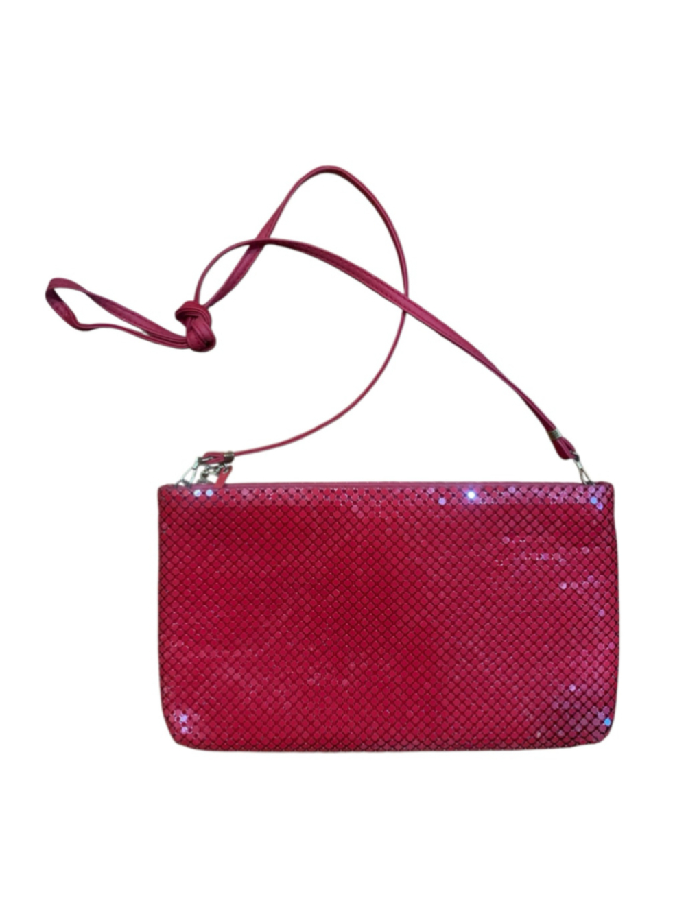 Vtg Women's Whiting and Davis Red metal Mesh shoulder Bag One Size